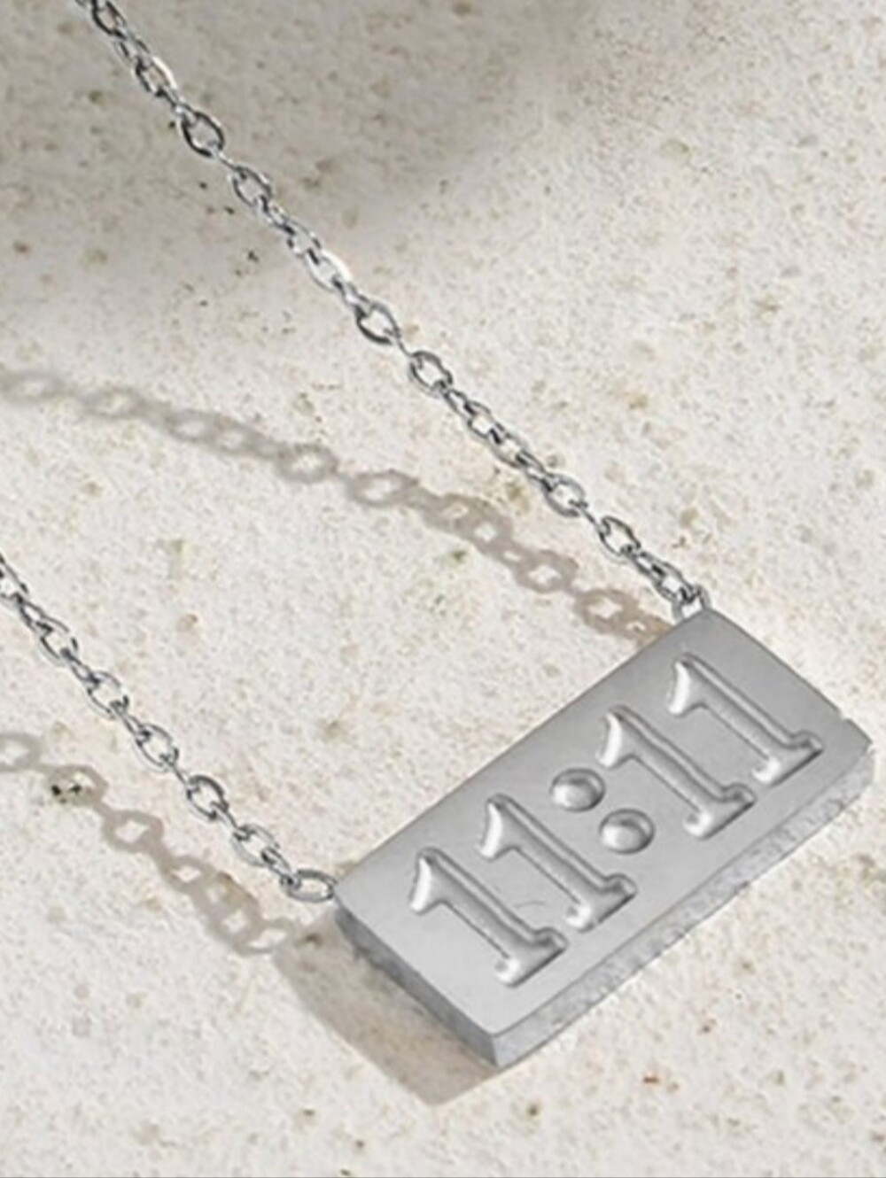 Angel number Pendant Necklace Lucky Charm 18k White Gold Stainless Steel